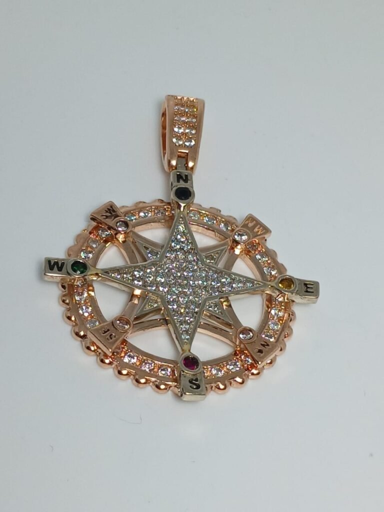 18k Gold Compass Pendant